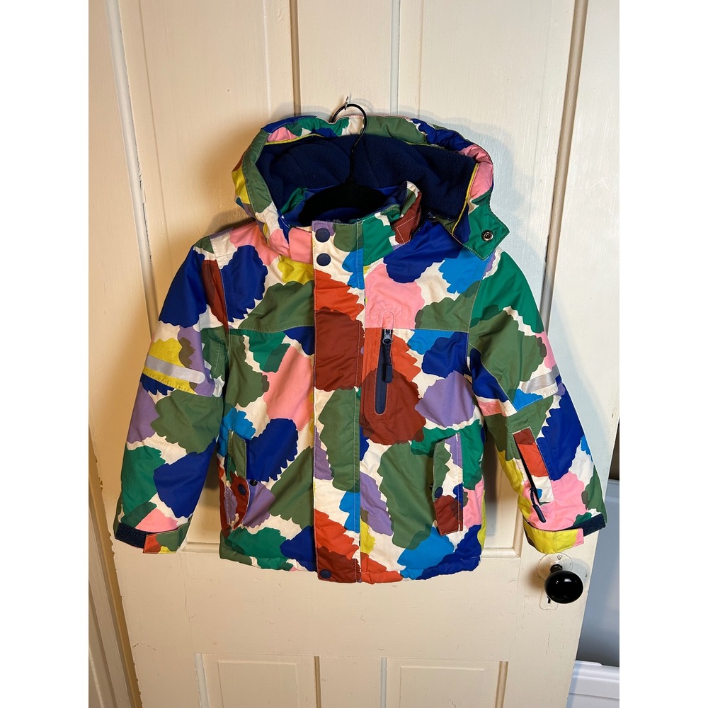 Mini Boden Kids Multicolor Abstract Print Waterproof Fleece Lined Jacket 4-5Y